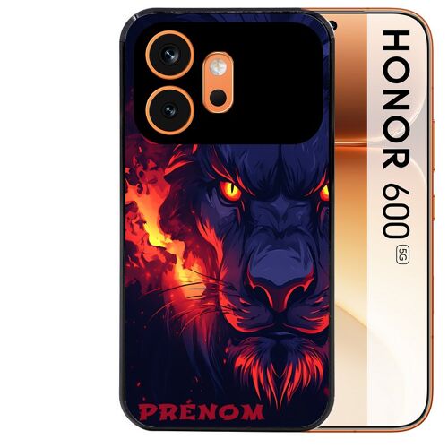 Coque noire pour HONOR 600 5G lion anime