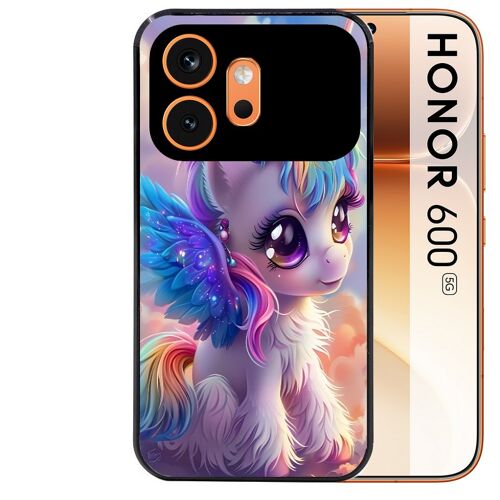 Coque noire pour HONOR 600 5G licorne anime