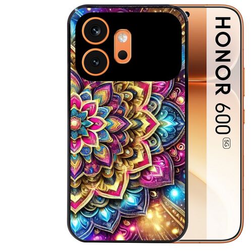 Coque noire pour HONOR 600 5G motif mandala 2