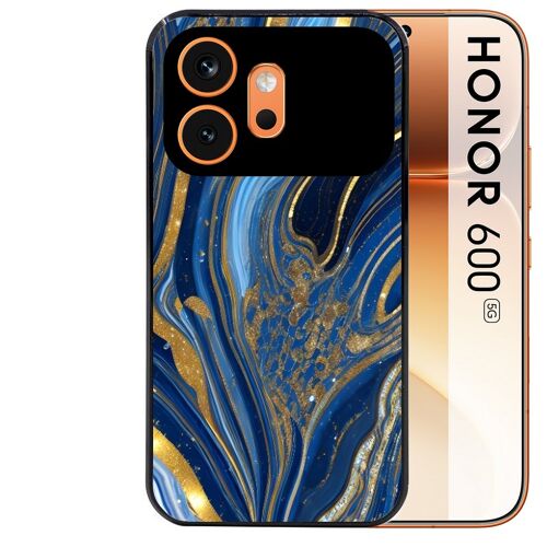 Coque noire pour HONOR 600 5G marbre bleu agathe