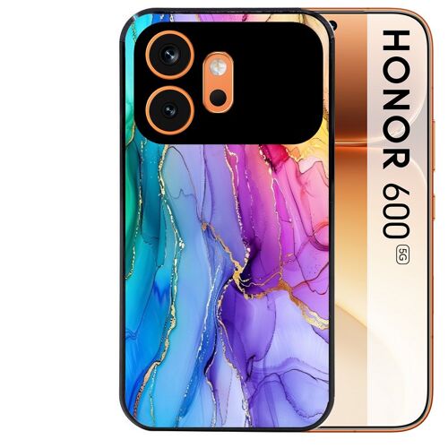 Coque noire pour HONOR 600 5G marbre tie dye