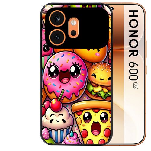 Coque noire pour HONOR 600 5G motif anime donut kawaii