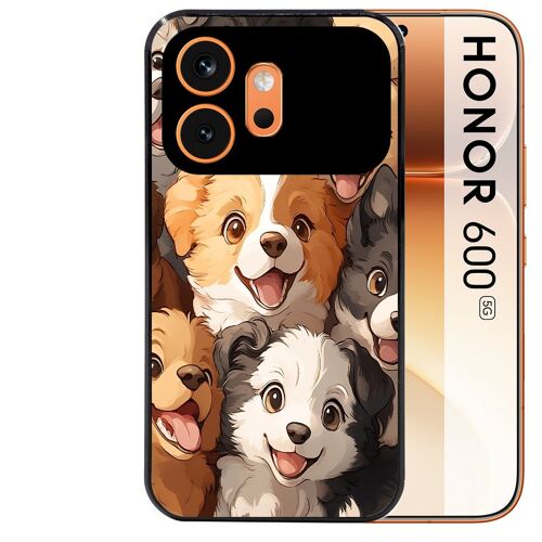 Coque noire pour HONOR 600 5G motif chien smile