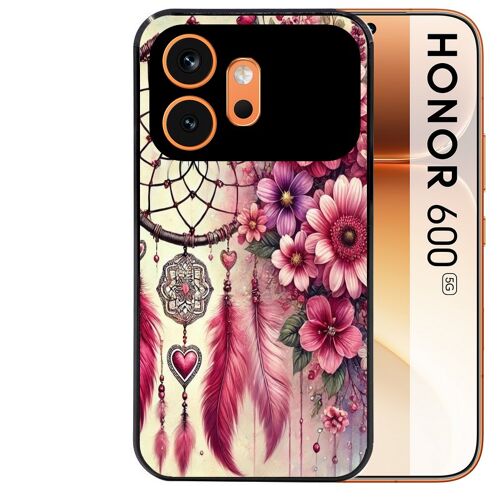 Coque noire pour HONOR 600 5G motif dreamcatcher et coeur