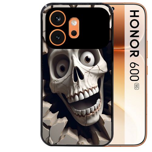 Coque noire pour HONOR 600 5G mort squelette smile