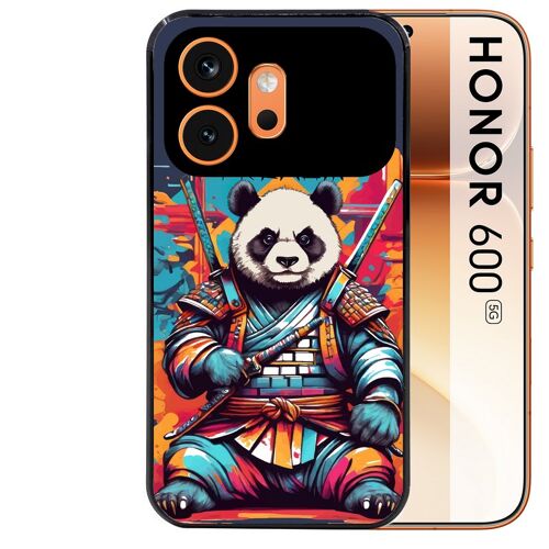 Coque noire pour HONOR 600 5G motif panda katana