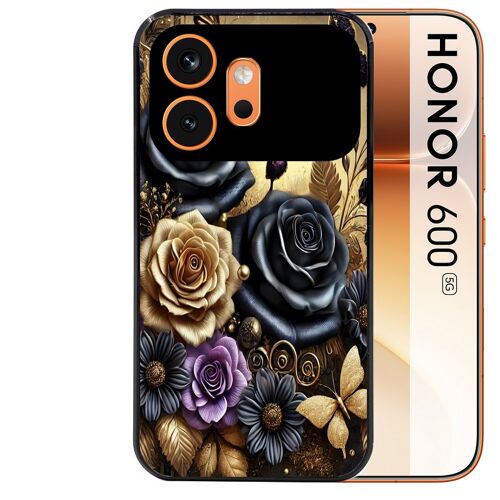 Coque noire pour HONOR 600 5G motif papillon gothic