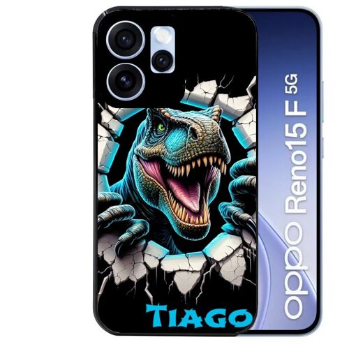 Coque noire pour RENO 15 F et 15 FS 5G motif dino T Rex personnalisee