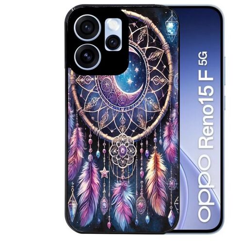 Coque noire pour RENO 15 F et 15 FS 5G motif dreamcatcher et lune