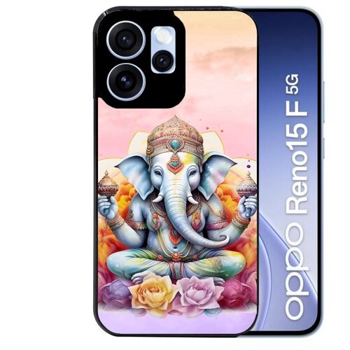 Coque noire pour RENO 15 F et 15 FS 5G motif elephant namaste