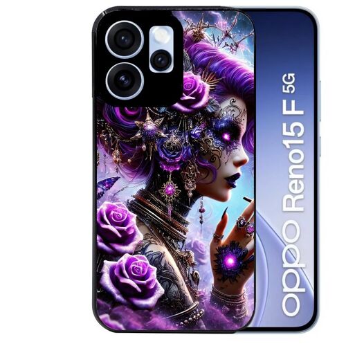 Coque noire pour RENO 15 F et 15 FS 5G motif fee style steam punk