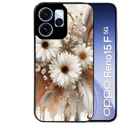 Coque noire pour RENO 15 F et 15 FS 5G motif dreamcatcher marguerite