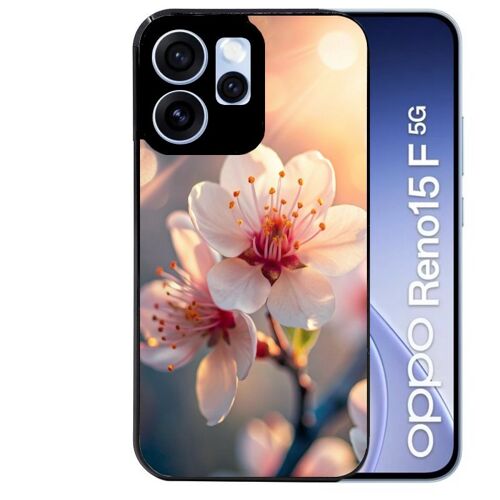Coque noire pour RENO 15 F et 15 FS 5G motif fleur de cerisier
