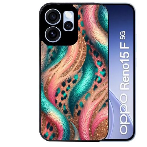 Coque noire pour RENO 15 F et 15 FS 5G motif effet fourrure leopard 2