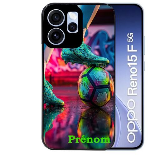 Coque noire pour RENO 15 F et 15 FS 5G motif foot controle personnalisee