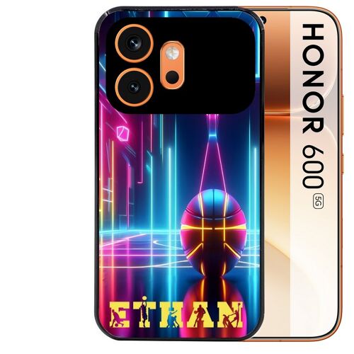 Coque noire pour HONOR 600 5G motif basket electro personnalisee