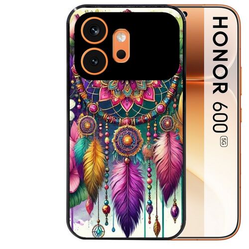 Coque noire pour HONOR 600 5G motif dreamcatcher et mandala