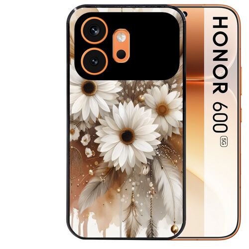 Coque noire pour HONOR 600 5G motif dreamcatcher marguerite