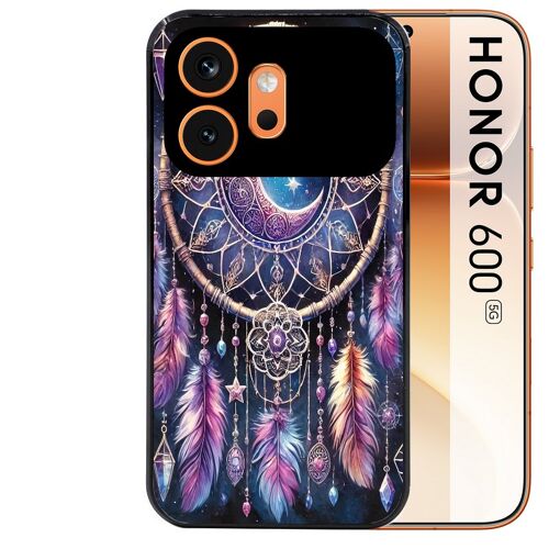 Coque noire pour HONOR 600 5G motif dreamcatcher et lune