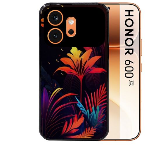 Coque noire pour HONOR 600 5G tropical jaune Fleur