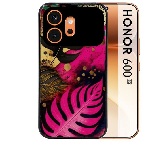 Coque noire pour HONOR 600 5G tropical rose Fleur