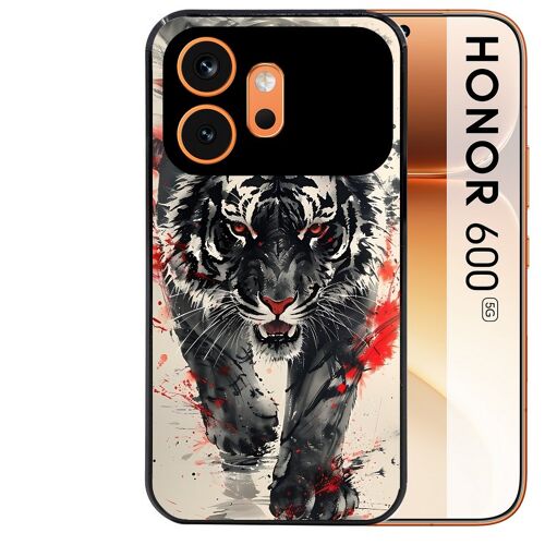 Coque noire pour HONOR 600 5G motif tigre japan