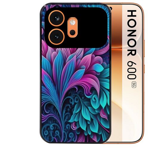 Coque noire pour HONOR 600 5G tropical violet Fleur