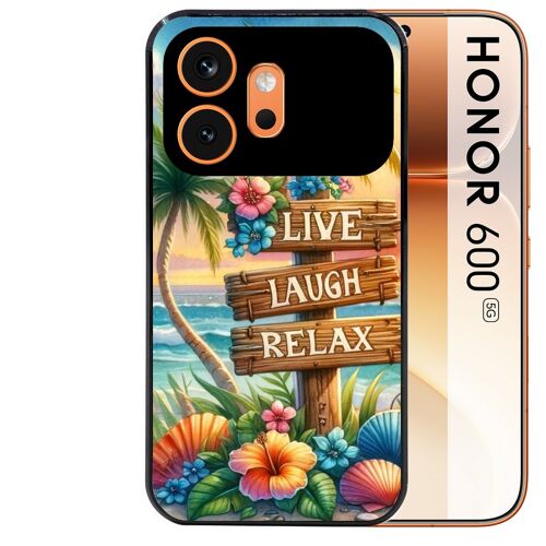 Coque noire pour HONOR 600 5G motif tropical vacances