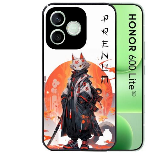 Coque noire pour HONOR 600 LITE motif anime chat japan personnalisee