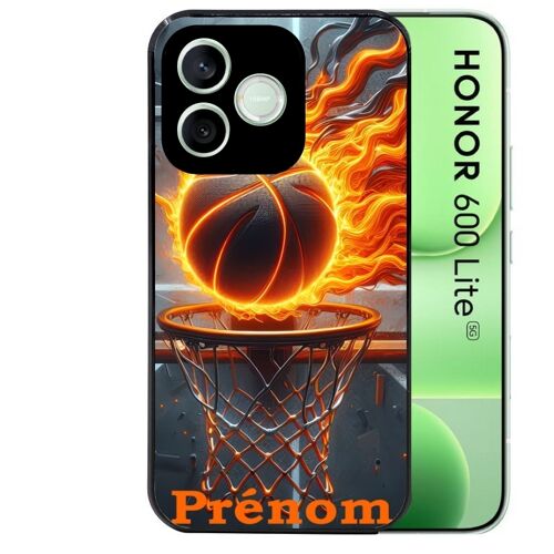 Coque noire pour HONOR 600 LITE motif basket flamme personnalisee