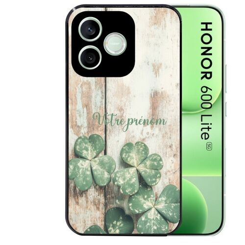 Coque noire pour HONOR 600 LITE motif bois et trefle personnalisee