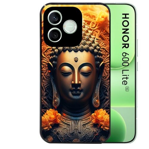 Coque noire pour HONOR 600 LITE motif bouddha et fleur