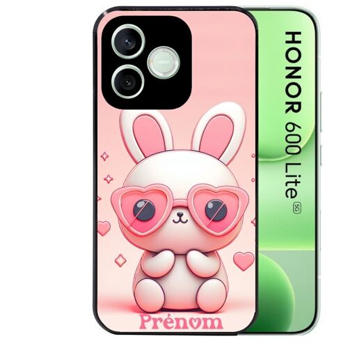 Coque noire pour HONOR 600 LITE motif lapin lunettes personnalisee