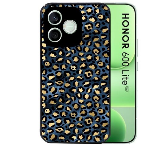 Coque noire pour HONOR 600 LITE motif leopard bleu