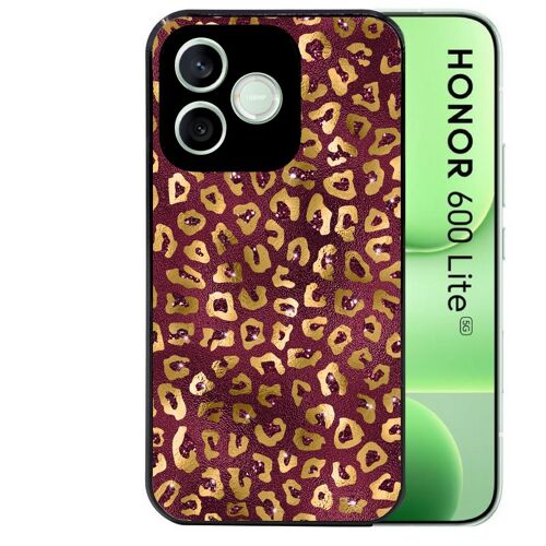 Coque noire pour HONOR 600 LITE motif leopard grenat