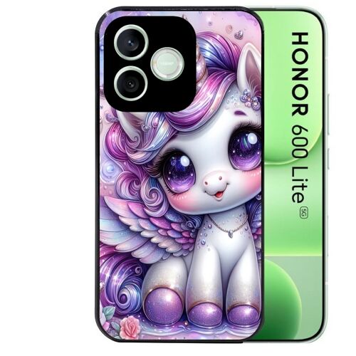 Coque noire pour HONOR 600 LITE motif licorne violette