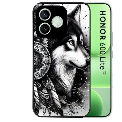 Coque noire pour HONOR 600 LITE loup dreamcatcher