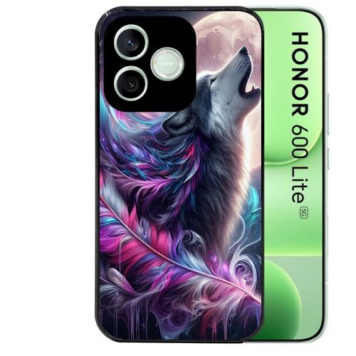 Coque noire pour HONOR 600 LITE loup et plume