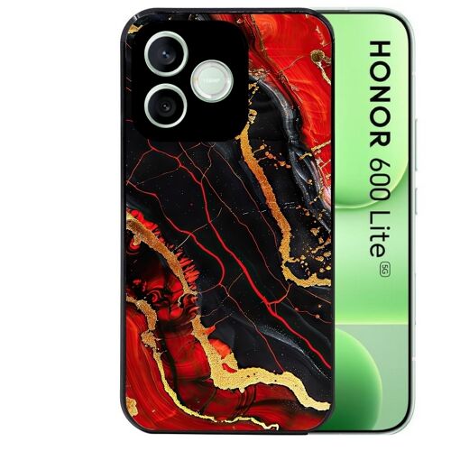 Coque noire pour HONOR 600 LITE motif marbre rouge