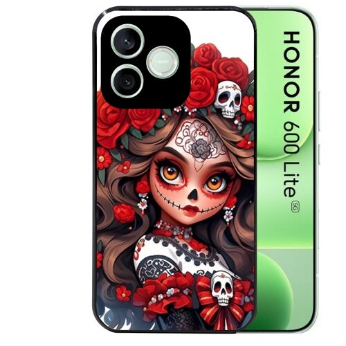 Coque noire pour HONOR 600 LITE tete de mort calavera rouge