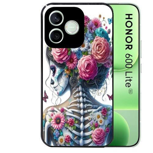 Coque noire pour HONOR 600 LITE tete de mort calavera papillon