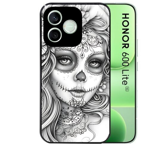 Coque noire pour HONOR 600 LITE motif mort calavera tatoo