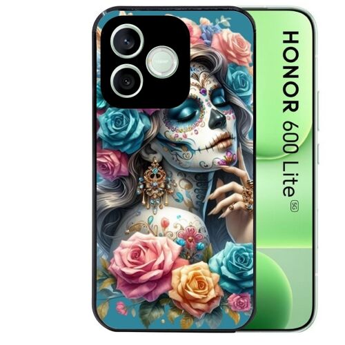 Coque noire pour HONOR 600 LITE tete de mort calavera bleu