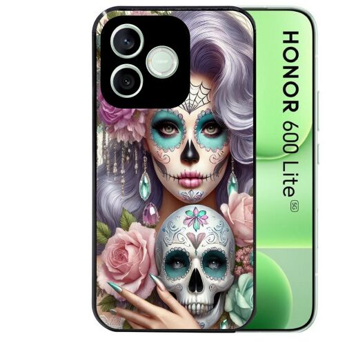 Coque noire pour HONOR 600 LITE tete de mort calavera bijoux