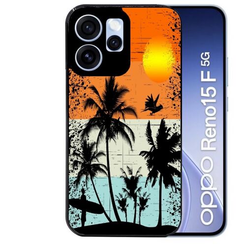 Coque noire pour RENO 15 F et 15 FS 5G motif hawai sun
