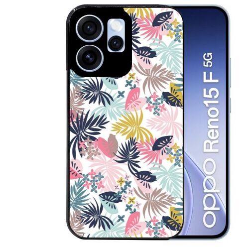 Coque noire pour RENO 15 F et 15 FS 5G jungle et fleur rose