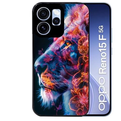 Coque noire pour RENO 15 F et 15 FS 5G lion fluo