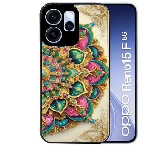 Coque noire pour RENO 15 F et 15 FS 5G motif mandala 3