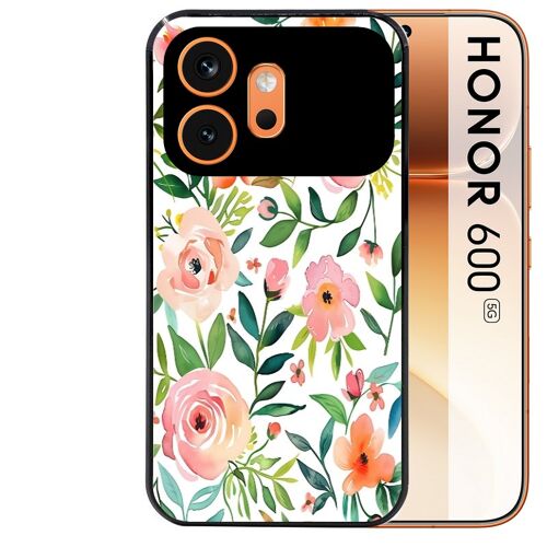 Coque noire pour HONOR 600 5G fleur des champs