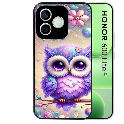 Coque noire pour HONOR 600 LITE motif chouette violette